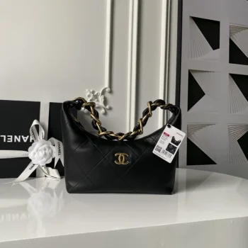 Chanel 25K Chain Hobo Tote Bag Gold-Tone Metal