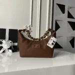 Chanel Women 25K Chain Hobo Tote Bag Gold-Tone Metal-Dark Brown - Image 2