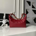 Chanel Women 25K Chain Hobo Tote Bag Gold-Tone Metal-Red - Image 2