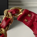 Chanel Women 25K Chain Hobo Tote Bag Gold-Tone Metal-Red - Image 8