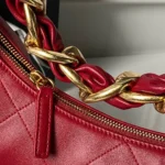 Chanel Women 25K Chain Hobo Tote Bag Gold-Tone Metal-Red - Image 7
