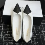 Chanel Women Ballet Flats Lambskin-White & Black G47289