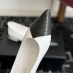 Chanel Women Ballet Flats Lambskin-White & Black G47289
