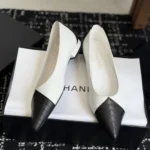 Chanel Women Ballet Flats Lambskin-White & Black G47289