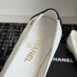Chanel Women Ballet Flats Lambskin-White & Black G47289