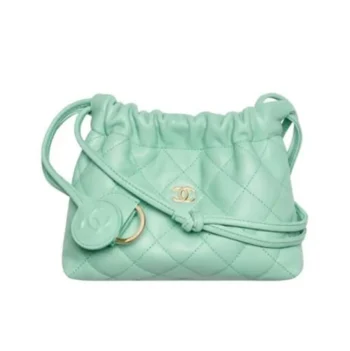 Chanel Women Clutch With Leather Strap Lambskin & Gold-Tone Metal-Aqua