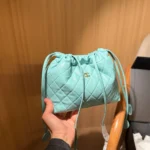 Chanel Women Clutch With Leather Strap Lambskin & Gold-Tone Metal-Aqua