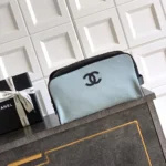 Chanel Women Large Zipped Pouch-Blue & Black AP5267B24130