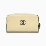 Chanel Women Large Zipped Pouch Suede Calfskin-Beige AP5267