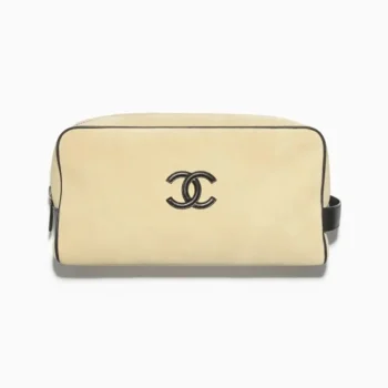 Chanel Women Large Zipped Pouch Suede Calfskin-Beige AP5267