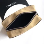 Chanel Women Large Zipped Pouch Suede Calfskin-Beige AP5267