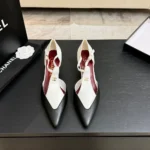 Chanel Women Mary Janes Lambskin-White & Black G47202