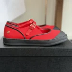 Chanel Women Mary Janes Mixed Fibers & Rubber-Red & Black G47139