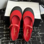 Chanel Women Mary Janes Mixed Fibers & Rubber-Red & Black G47139