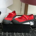 Chanel Women Mary Janes Mixed Fibers & Rubber-Red & Black G47139