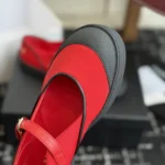 Chanel Women Mary Janes Mixed Fibers & Rubber-Red & Black G47139
