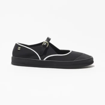 Chanel Women Mary Janes Mixed Fibers & Rubber-Black & White G47139