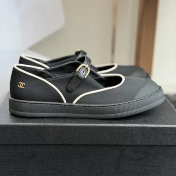 Chanel Women Mary Janes Mixed Fibers & Rubber-Black & White G47139