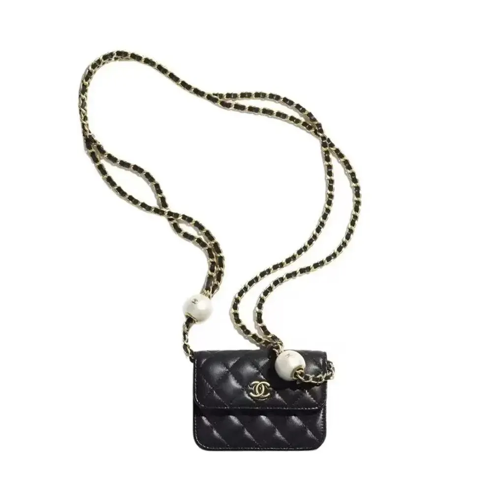 Chanel Women Mini Pearl Clutch Chain-Black (1) Chanel Women Mini Pearl Clutch Chain-Black