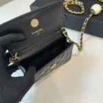 Chanel Women Mini Pearl Clutch Chain-Black