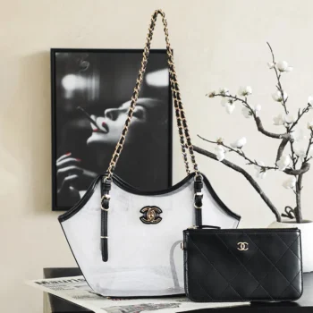 Chanel Women Small Shopping Bag Mesh Calfskin & Gold-Tone Metal AS6015