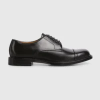 Gucci Men Lace up Shoe with Black Shiny Leather 838135AAEYE1048