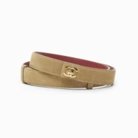 Chanel Women Leather Belt Suede Calfskin & Metal Dark Beige & Gold
