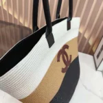 Chanel Women Maxi Shopping Bag Raffia & Calfskin AS6148