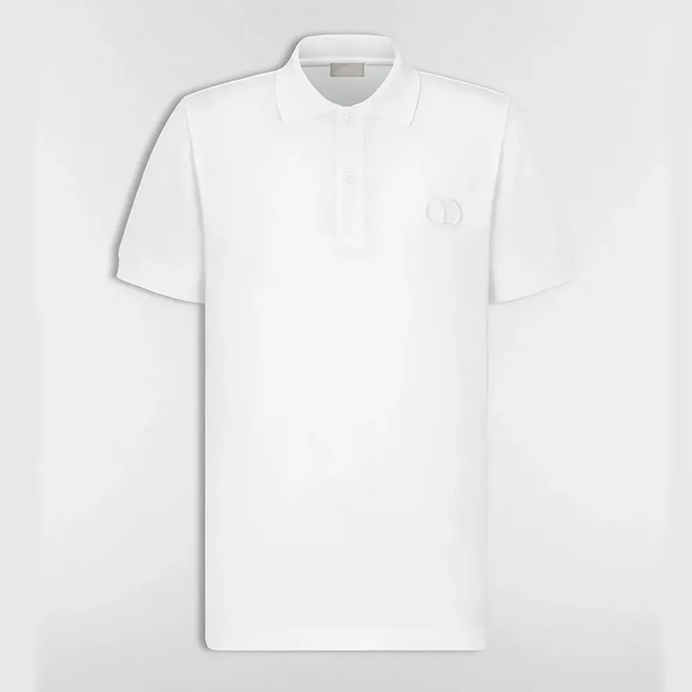 Dior Men CD Icon Polo Shirt White Cotton Piqué 013J800A0373 (1) Dior Men CD Icon Polo Shirt White Cotton Piqué 013J800A0373