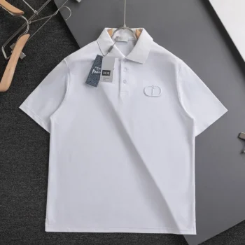 Dior Men CD Icon Polo Shirt White Cotton Piqué 013J800A0373