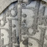 Dior Men Oblique Polo Shirt Regular Fit Gray Cotton-Wool-Silk Jacquard 683M824A7040