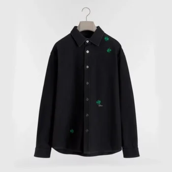 Dior Men Overshirt with Dior Clover Embroidery Black Cotton Twill 683D585A3044