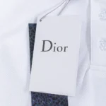 Dior Men Polo Shirt with Dior Clover Embroidery White Cotton Piqué