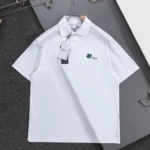 Dior Men Polo Shirt with Dior Clover Embroidery White Cotton Piqué