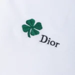 Dior Men Polo Shirt with Dior Clover Embroidery White Cotton Piqué