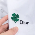 Dior Women Polo Shirt with Dior Clover Embroidery White Cotton Piqué - Image 10