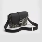 Dior Men Saddle Heritage Messenger Bag with Flap Beige and Black Dior Oblique Jacquard