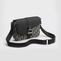 Dior Men Saddle Heritage Messenger Bag with Flap Beige and Black Dior Oblique Jacquard