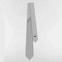 Dior Men Striped Cannage Tie Gray White and Deep Gray Silk 44C1047B0984