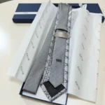 Dior Men Striped Cannage Tie Gray White and Deep Gray Silk 44C1047B0984