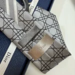 Dior Men Striped Cannage Tie Gray White and Deep Gray Silk 44C1047B0984