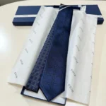 Dior Men Striped Cannage Tie Navy Blue Gray and White Silk 44C1047B0984