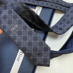 Dior Men Striped Cannage Tie Navy Blue Gray and White Silk 44C1047B0984