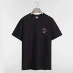 Dior Men T-Shirt with Dior Secret Garden Motif Relaxed Fit Black Cotton Jersey