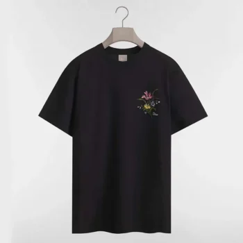 Dior Men T-Shirt with Dior Secret Garden Motif Relaxed Fit Black Cotton Jersey