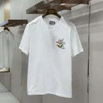Dior Men T-Shirt with Dior Secret Garden Motif Relaxed Fit White Cotton Jersey