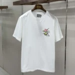 Dior Men T-Shirt with Dior Secret Garden Motif Relaxed Fit White Cotton Jersey