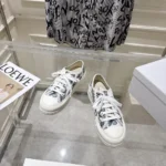 Sneaker White and Blue Toile de Jouy Floral Garden Embroidered Cotton