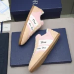 Dior Unisex Ribbon Sneaker Pink and Beige Suede Calfskin KCK553SUE