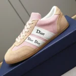 Dior Unisex Ribbon Sneaker Pink and Beige Suede Calfskin KCK553SUE